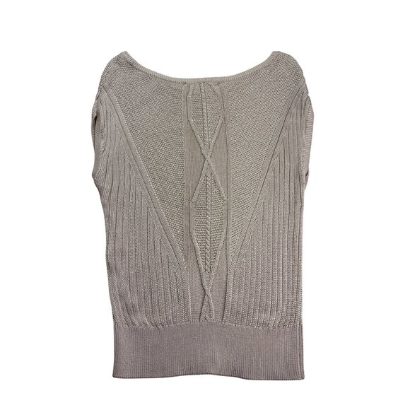 White House Black Market Knit Sweater Vest Top Beige Rayon Sleeveless Size XS - Picture 4 of 6